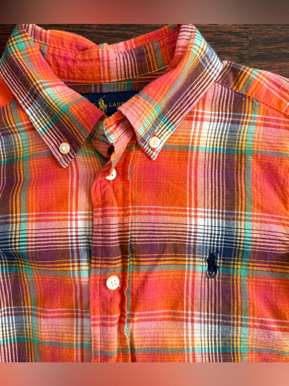 Ralph Lauren plaid button down shirt, size 6